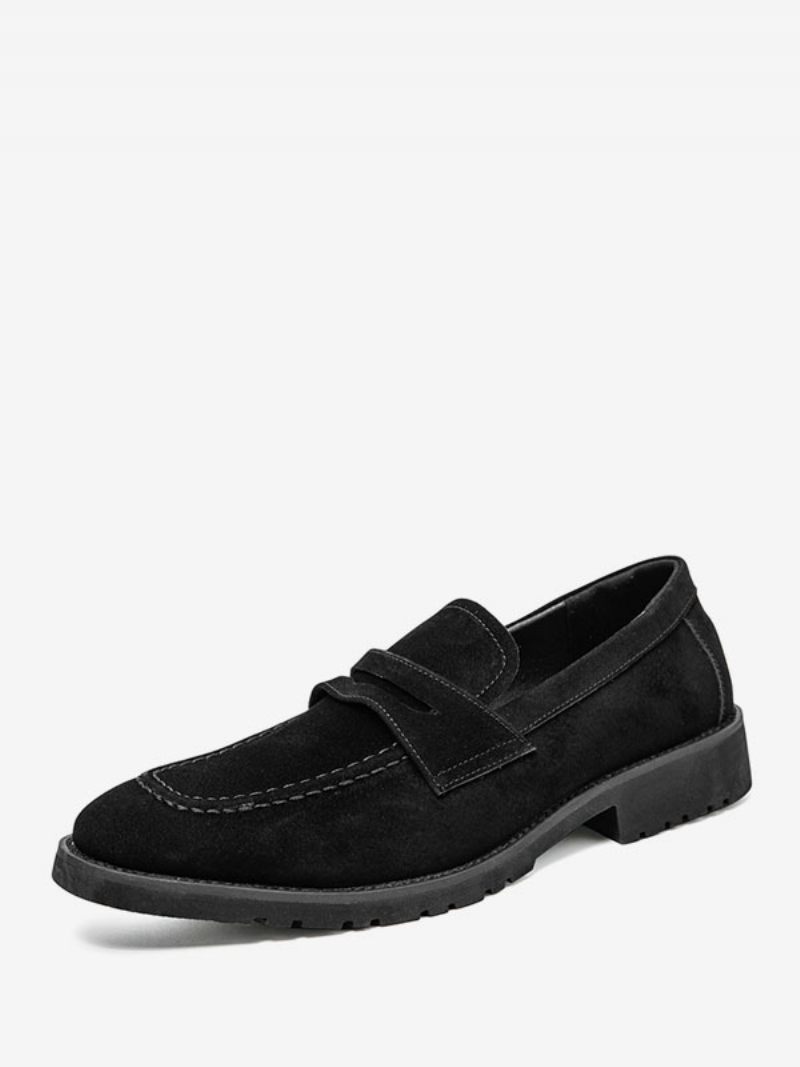 Mocassins Pour Hommes Cuir Pu Avec Sangle Moine Chaussures Bal À Enfiler - Noir