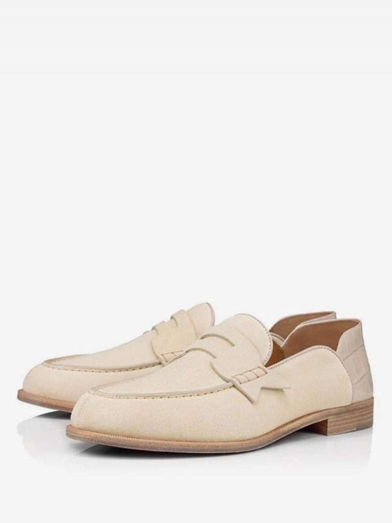 Mocassins Pour Hommes À Enfiler Avec Détails Métal Chaussures Bout Rond Cuir Verni Bal Fin D'année Mariage