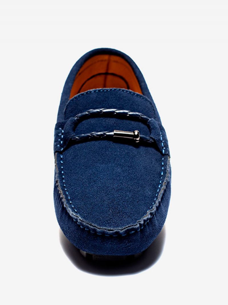 Mocassins Pour Hommes À Enfiler Avec Détails Métal Et Bout Rond - Bleu Profond