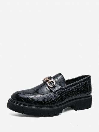 Mocassins Pour Hommes À Enfiler Avec Détails Métal Imprimé Serpent Bout Rond Cuir Pu