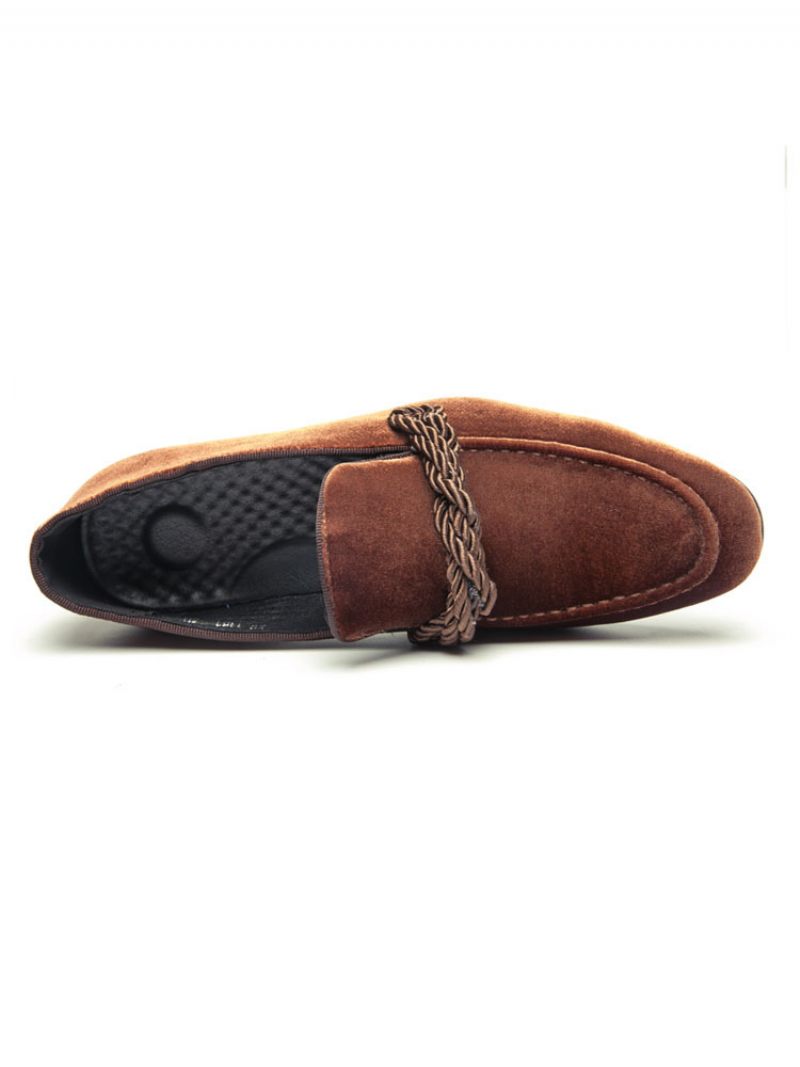 Mocassins Pour Hommes À Enfiler Avec Sangle Moine Et Bout Rond - Café Marron