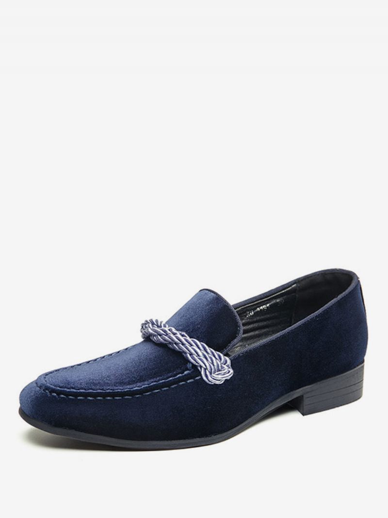 Mocassins Pour Hommes À Enfiler Avec Sangle Moine Et Bout Rond - Bleu