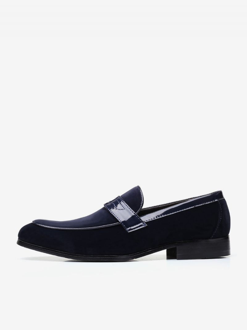 Mocassins Pour Hommes À Enfiler Avec Sangle Moine Et Bout Rond Cuir Pu - Bleu