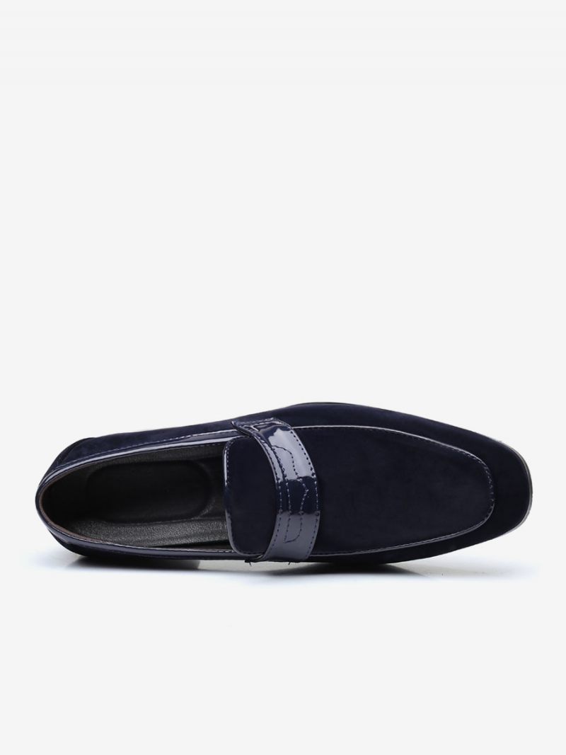 Mocassins Pour Hommes À Enfiler Avec Sangle Moine Et Bout Rond Cuir Pu - Bleu