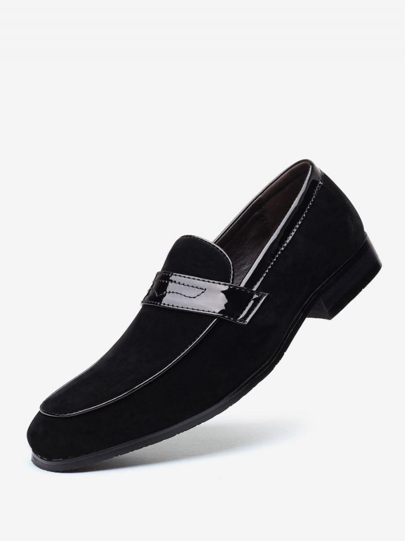 Mocassins Pour Hommes À Enfiler Avec Sangle Moine Et Bout Rond Cuir Pu - Noir