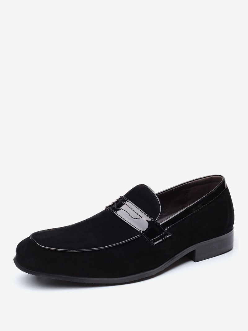 Mocassins Pour Hommes À Enfiler Avec Sangle Moine Et Bout Rond Cuir Pu - Noir