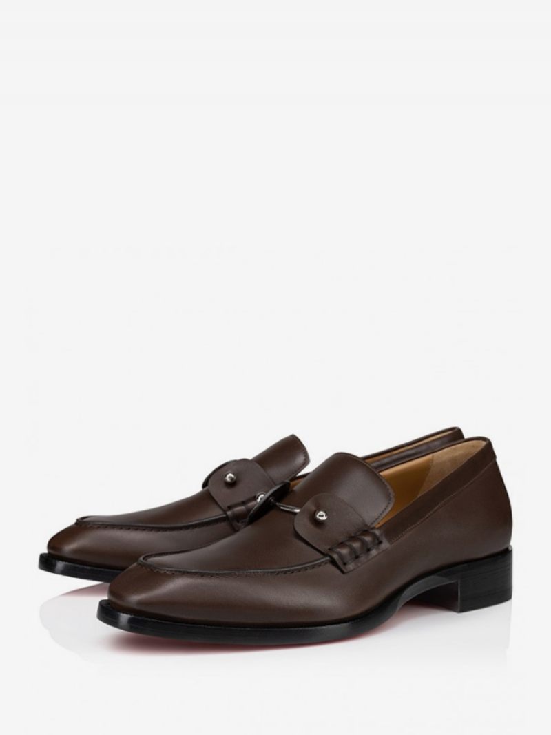 Mocassins Pour Hommes À Enfiler Bout Rond Cuir Pu Avec Piercing Argenté Chaussures Bal Mariage