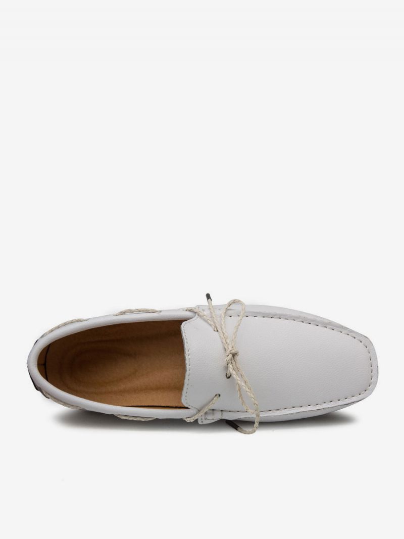 Mocassins Pour Hommes À Enfiler Cuir Pu Bout Rond - Beige