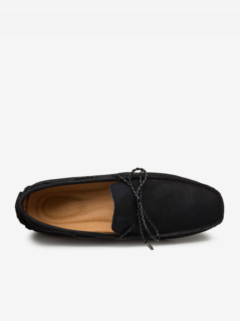 Mocassins Pour Hommes À Enfiler Cuir Pu Bout Rond - Noir