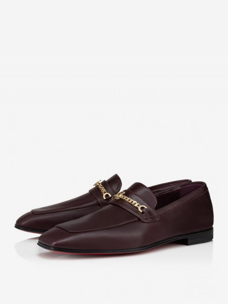 Mocassins Pour Hommes À Enfiler Polyester Avec Détails Métal Chaussures Bal Mariage - Bourgogne