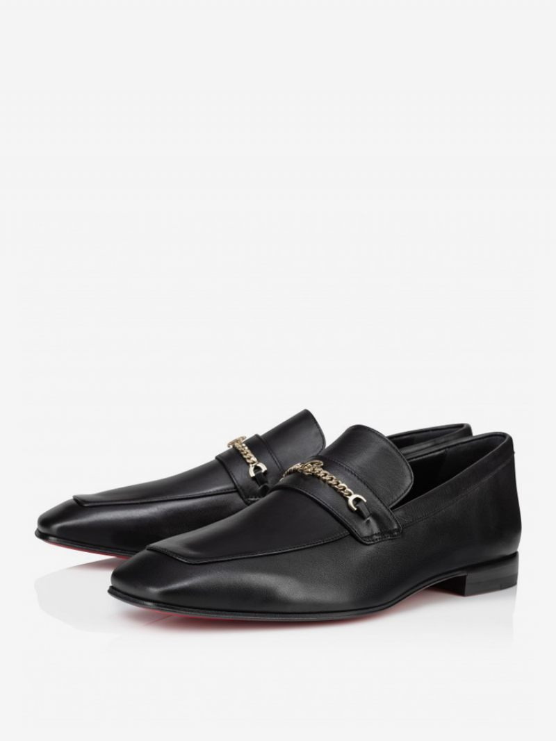 Mocassins Pour Hommes À Enfiler Polyester Avec Détails Métal Chaussures Bal Mariage - Noir