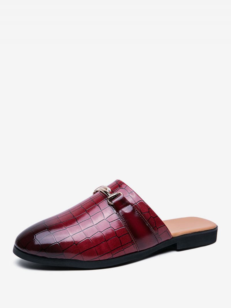 Mocassins Pour Hommes Motif Pierre Détails Métal Mules - Rouge