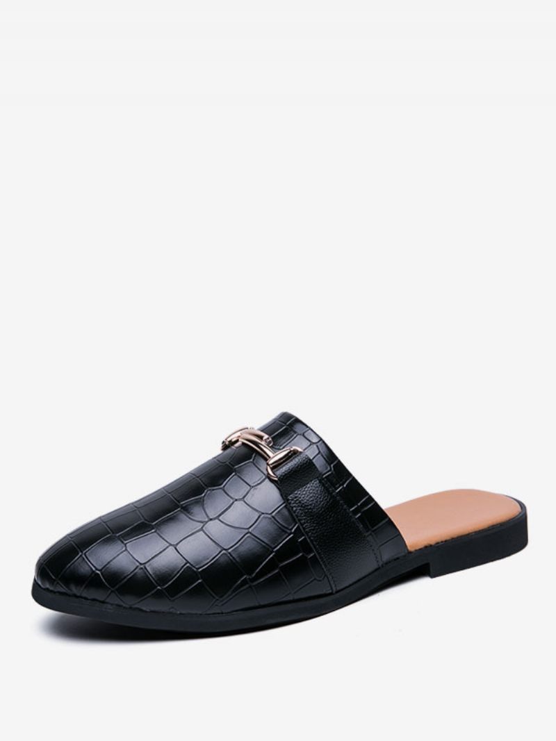 Mocassins Pour Hommes Motif Pierre Détails Métal Mules - Noir