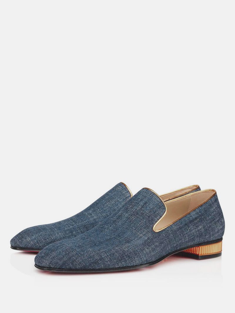 Mocassins Jean Bleu Marine Pour Hommes Chaussures Soirée Bal Mariage