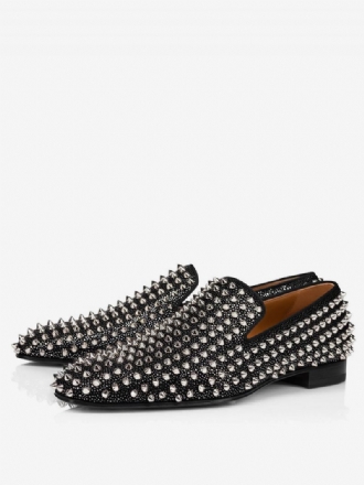 Mocassins Noirs Pour Hommes Chaussures Bal Promo Mariage À Rivets Enfiler