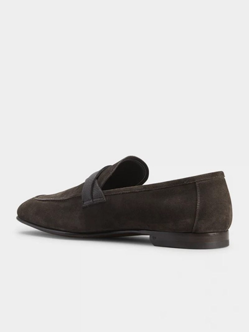 Mocassins Penny Daim Torsadé Pour Hommes Chaussures Bal Fête Mariage À Bout Rond - De Lin