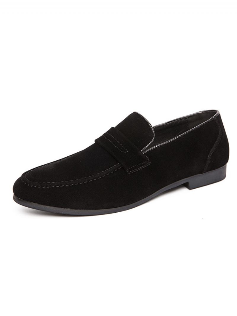 Mocassins Penny Pour Hommes Faux Suède Chaussures Bal Mariage - Noir