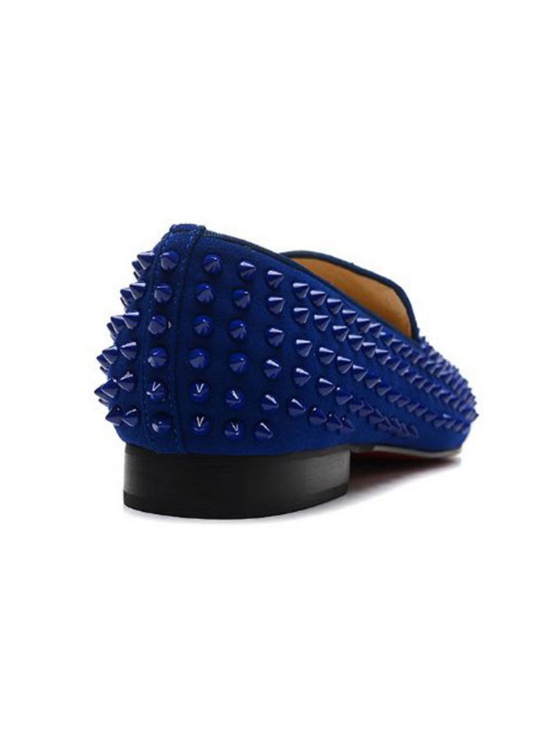 Mocassins À Pointes Bleues Pour Hommes Chaussures Bal Promo Mariage - Bleu