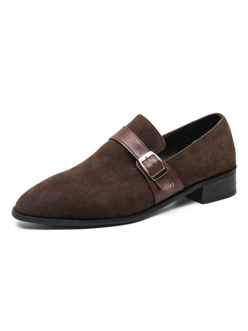 Mocassins À Sangle Moine Pour Hommes Chaussures Bal Mariage Noires Formelles Enfiler - Marron Café