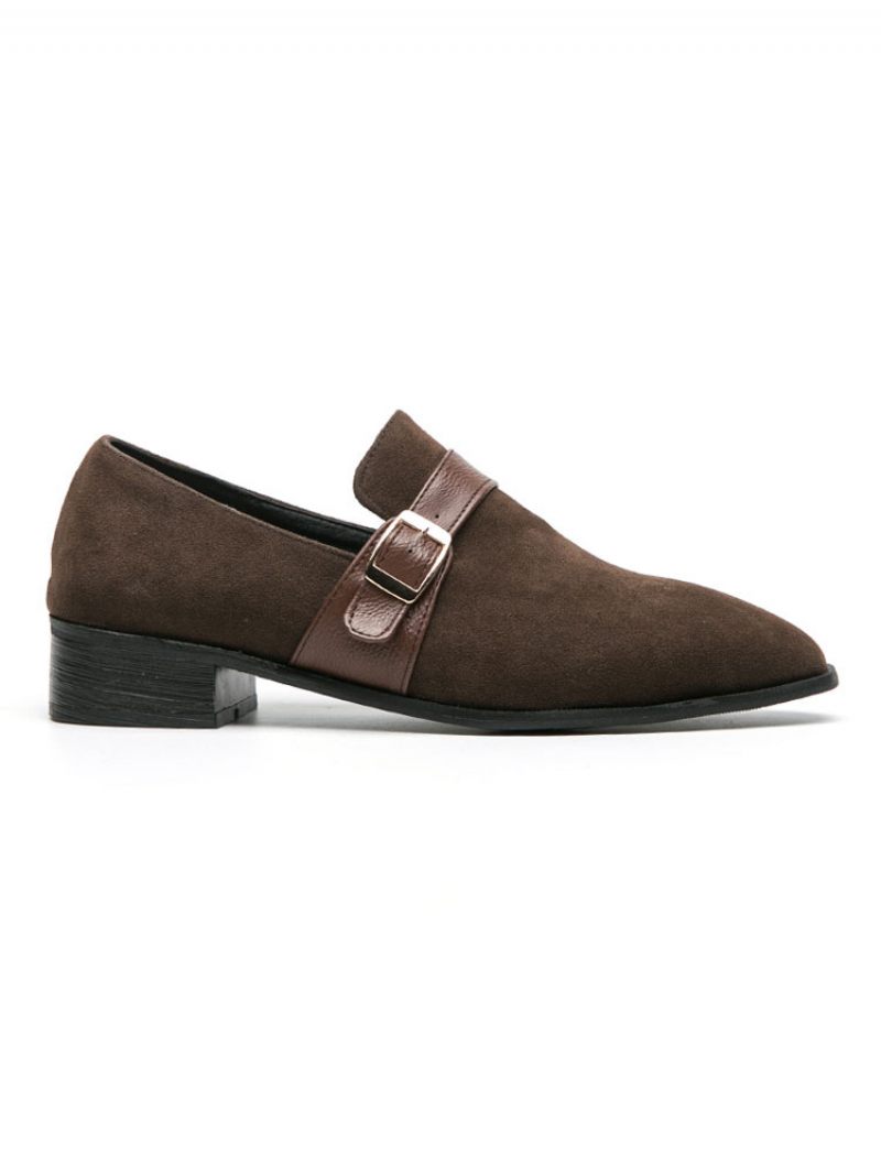 Mocassins À Sangle Moine Pour Hommes Chaussures Bal Mariage Noires Formelles Enfiler - Marron Café