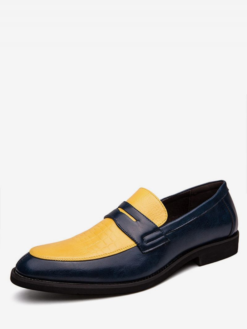 Penny Loafers Pour Hommes Chaussures Mariage Bicolores Bal Promo - Jaune