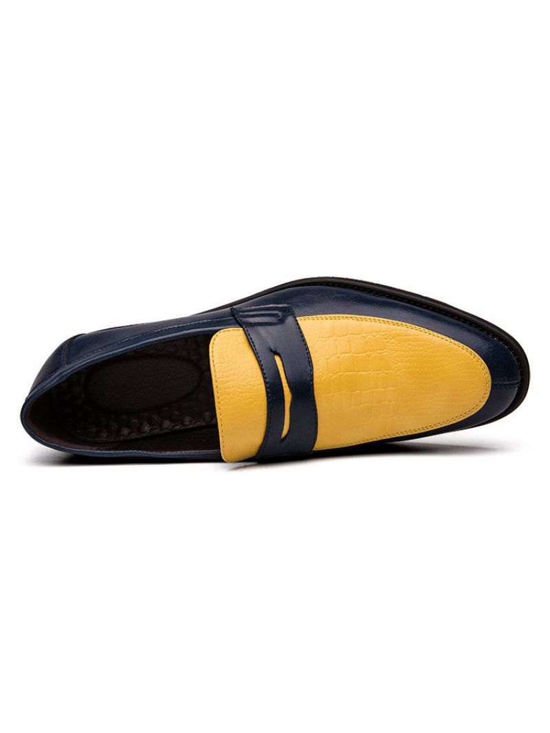 Penny Loafers Pour Hommes Chaussures Mariage Bicolores Bal Promo - Jaune