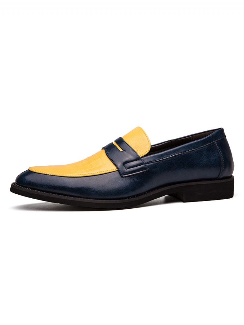 Penny Loafers Pour Hommes Chaussures Mariage Bicolores Bal Promo - Jaune