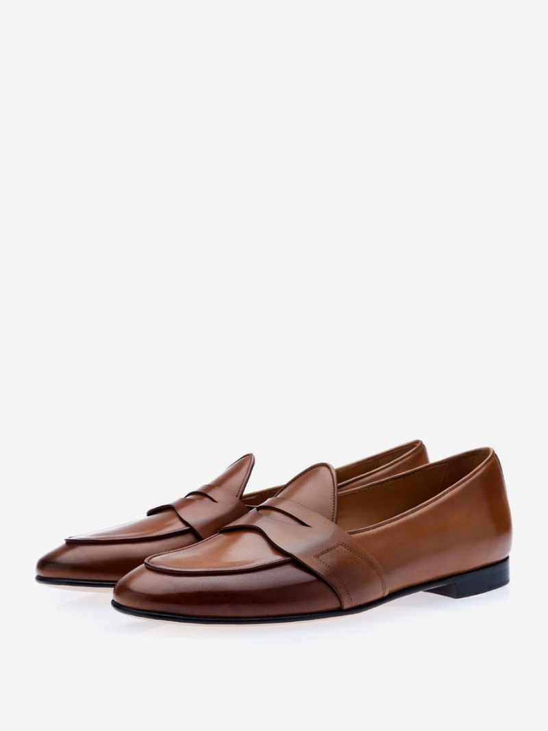 Penny Loafers Pour Hommes Chaussures Marié À Bout Rond Enfiler