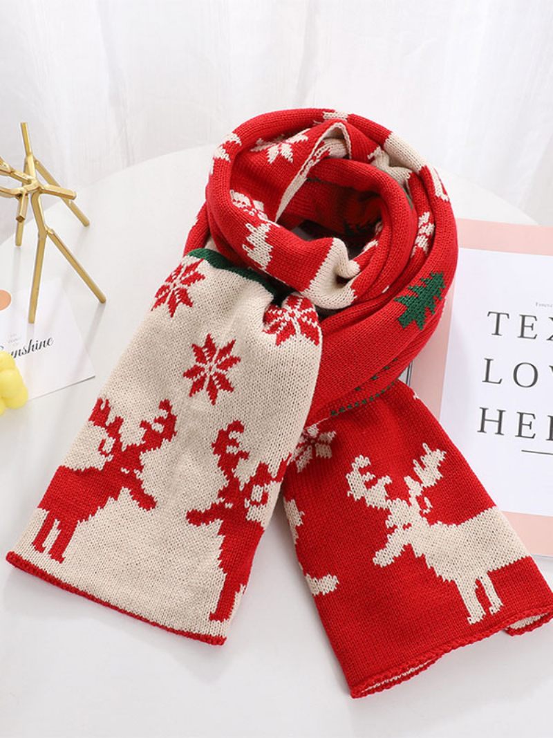 Écharpe Femme Qualité Motif Noël Mélange Poly/coton Cadeau Vacances Vêtements Maison Hiver Chaud Mignon Acc - Rouge Ture