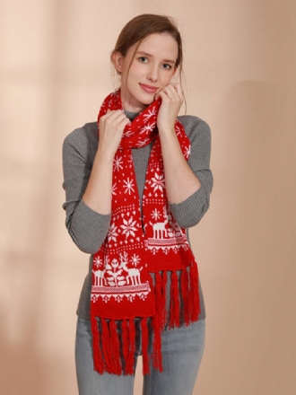 Écharpe Pour Femmes Motif Noël Frange Hiver Chaud Acc