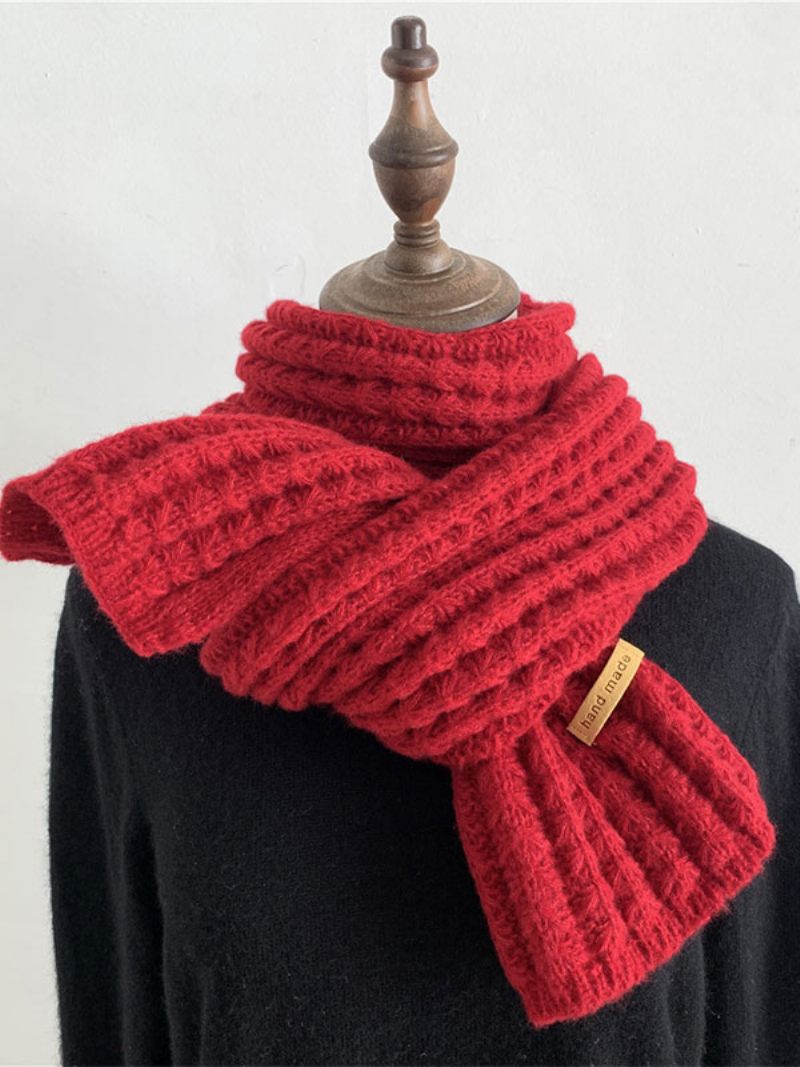 Écharpe Pour Femmes Motif Noël Qualité Mélange Poly/coton Cadeau Vacances Vêtements Maison Hiver Chaud Et Mignon - Rouge Pastèque