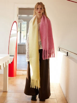 Écharpe Laine Two-one Avec Pompon Accessoires D'hiver Pour Femmes