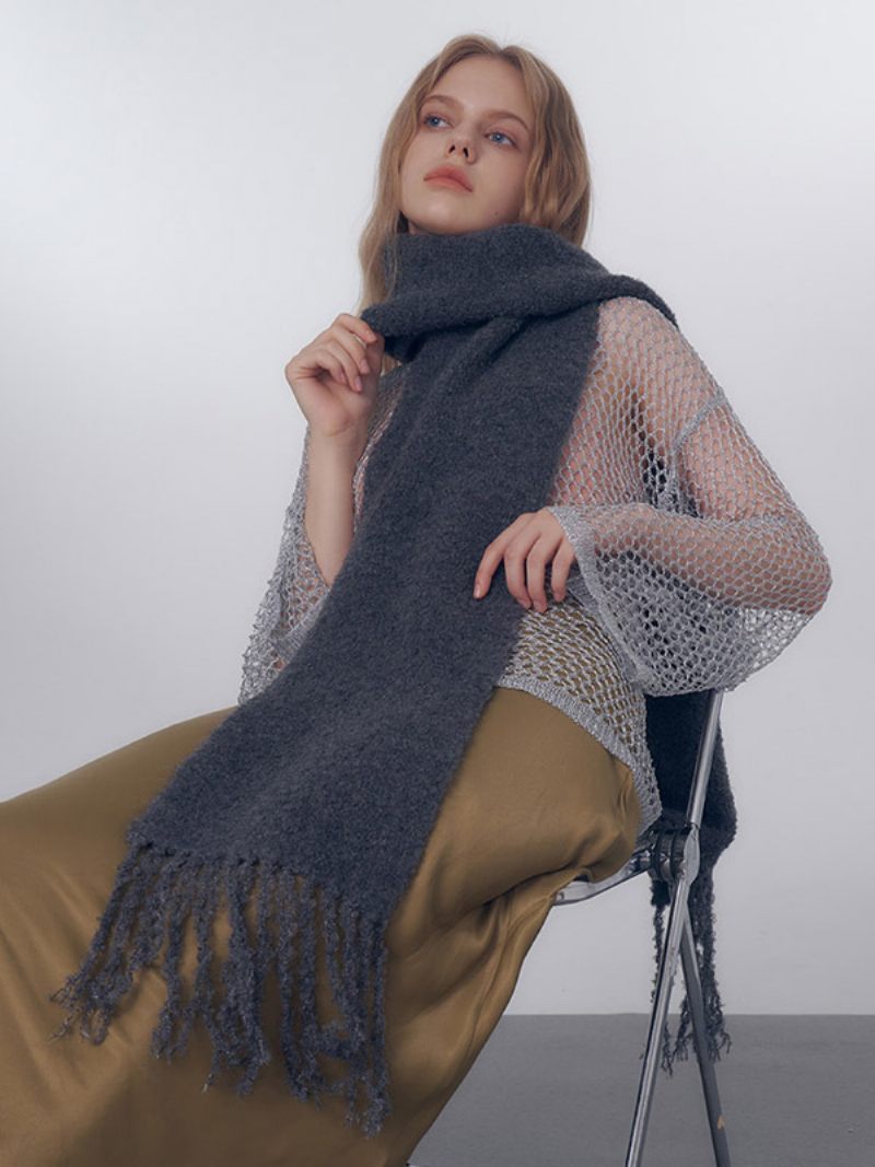 Frange Mode Écharpe Pour Femmes - Gris Foncé