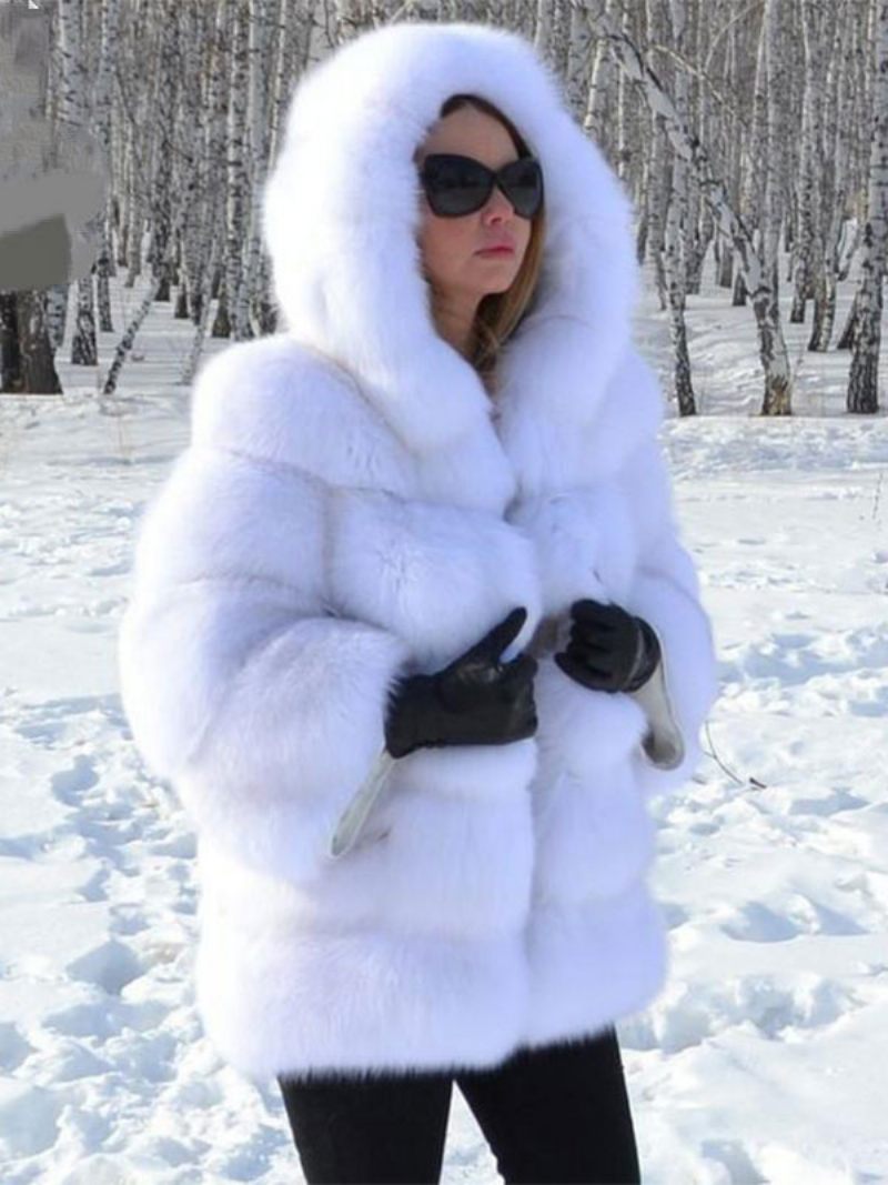 Manteau Fausse Fourrure À Capuche Chaud Hiver 2024. Vêtements D'extérieur Courts Peluche Pour Femmes