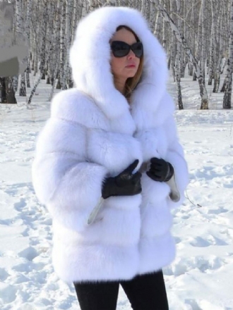 Manteau Fausse Fourrure À Capuche Chaud Hiver 2024. Vêtements D'extérieur Courts Peluche Pour Femmes