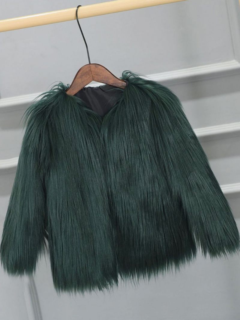 Manteau Fausse Fourrure Pour Femme Vêtement D'extérieur Court D'hiver 2024 - Vert