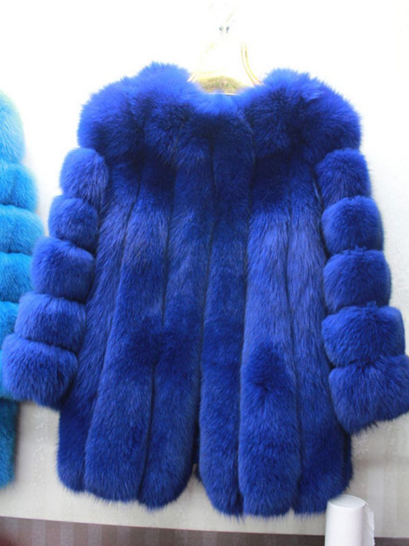 Manteau Fausse Fourrure Peluche 2024. Vêtements D'extérieur D'hiver Pour Femmes - Bleu Royal