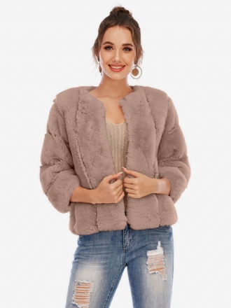 Manteau Fausse Fourrure Peluche Vêtements D'extérieur Courts D'hiver Pour Femmes