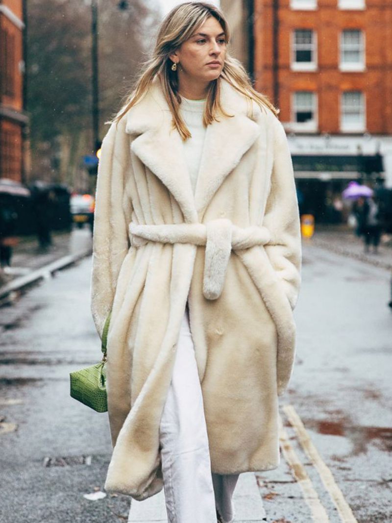 Manteau Long Flou Avec Revers Cranté Et Ceinture Vêtements D'extérieur Amples Pour Femmes