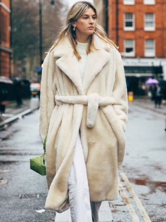 Manteau Long Flou Avec Revers Cranté Et Ceinture Vêtements D'extérieur Amples Pour Femmes