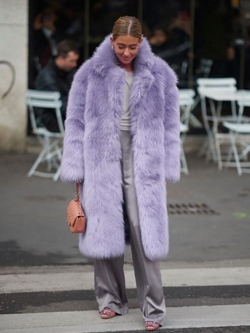 Manteau Pelucheux Pour Femmes Col Ouvert Sur Le Devant Couleur Unie Vêtements D'extérieur Fausse Fourrure