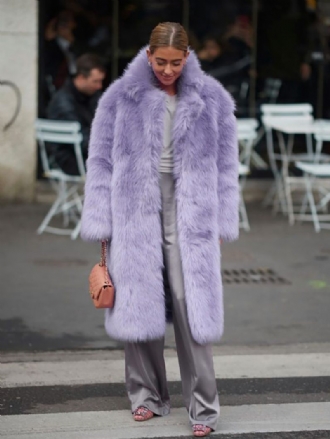 Manteau Pelucheux Pour Femmes Col Ouvert Sur Le Devant Couleur Unie Vêtements D'extérieur Fausse Fourrure