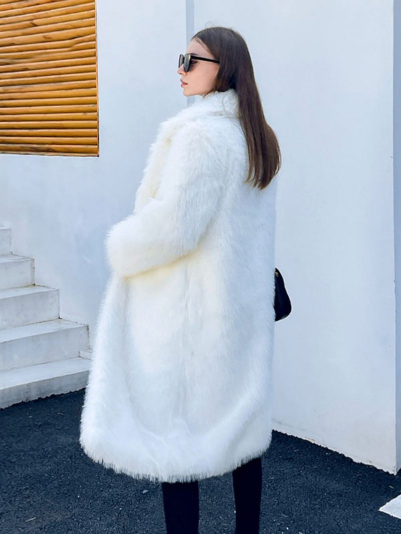 Manteaux Fausse Fourrure Blancs Vêtements D'extérieur D'hiver Pour Femmes 2024 - Blanc