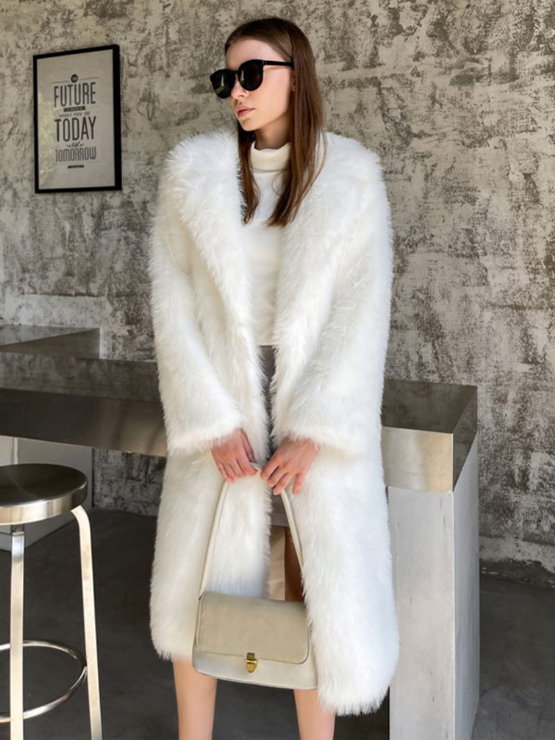 Manteaux Fausse Fourrure Blancs Vêtements D'extérieur D'hiver Pour Femmes 2024 - Blanc