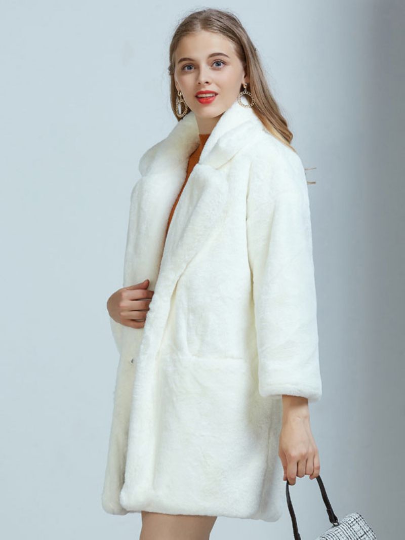 Manteaux Fausse Fourrure Pour Femmes Vêtements D'extérieur D'hiver Blancs - Blanc