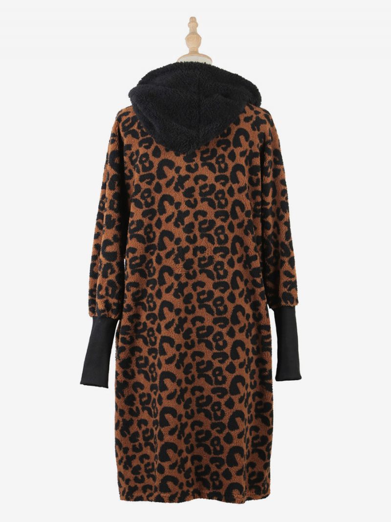 Manteaux Fausse Fourrure Pour Femmes Vêtements D'extérieur Léopard Printemps-automne - Café Brun