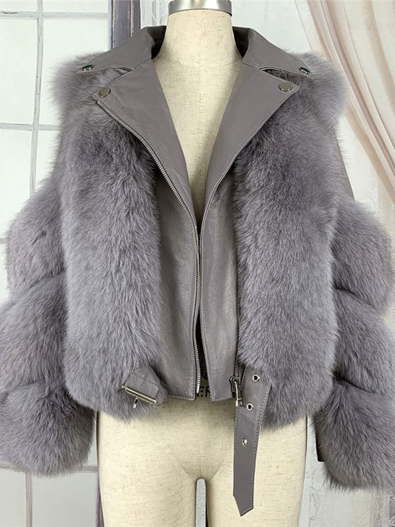 Veste Fausse Fourrure Pour Femme Manteau Chaud D'hiver Vêtements D'extérieur 2024 - Gris