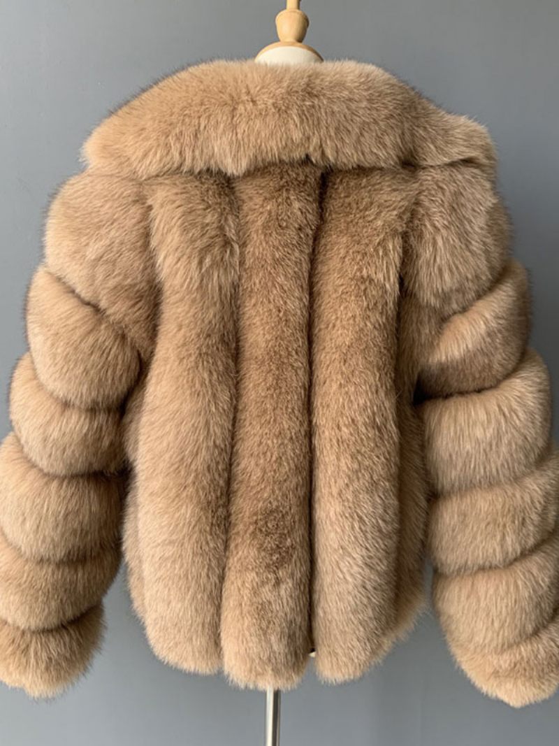 Veste Fausse Fourrure Peluche Manteau Court D'hiver Pour Femme 2024 - Camel