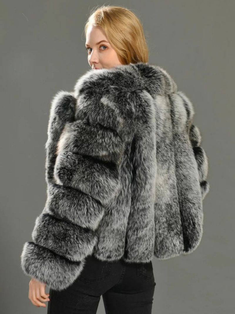 Veste Fausse Fourrure Peluche Manteau Court D'hiver Pour Femme 2024 - Argent