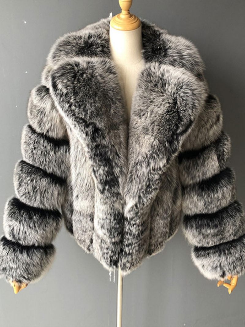 Veste Fausse Fourrure Peluche Manteau Court D'hiver Pour Femme 2024 - Argent